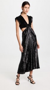 Sexy Club Dress Deep V-neck Sleeveless Cut-out Midi Dress