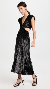 Sexy Club Dress Deep V-neck Sleeveless Cut-out Midi Dress