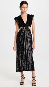 Sexy Club Dress Deep V-neck Sleeveless Cut-out Midi Dress