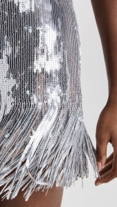 Evening Dress Sexy Sequin Tassels Hem Halter Mini Dress