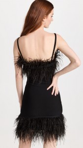Sexy Backless Feather Slim Fit Knit Halter Mini Dress