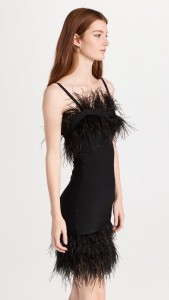 Sexy Backless Feather Slim Fit Knit Halter Mini Dress