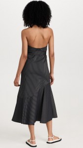 Casual Stripe Backless Sleeveless Chiffon Midi Dress