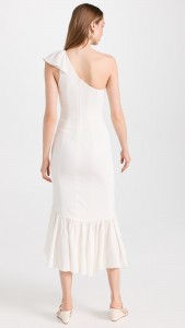 Casual Single Shoulder Asymmetry Ruffle Chiffon Midi Dress
