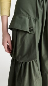 Vintage Army-green Cargo A-line Pleated High Waist Skirt