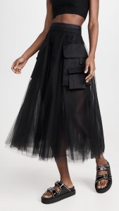 Sexy See-through Mesh Patchwork High Waist Skirt