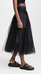 Sexy See-through Mesh Patchwork High Waist Skirt