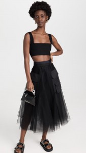 Sexy See-through Mesh Patchwork High Waist Skirt