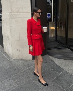 OEM office clothing long sleeve top pleated mini skirt sets