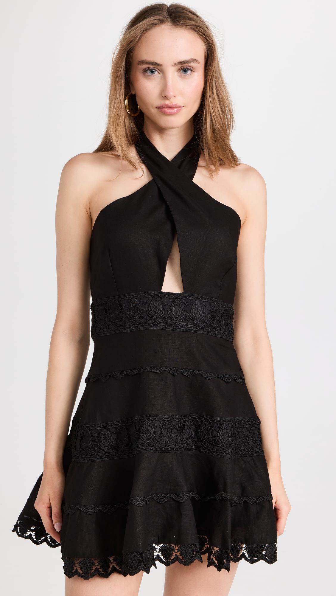 Sexy Sleeveless Hollow Out A-line Lace Mini Dress