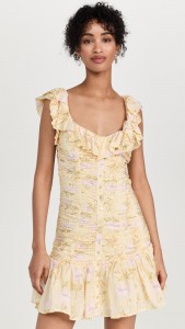 Sweet Flower Print Square Collar Ruffled Mini Dress