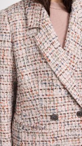 Long Sleeve Small Fragrance Tweed Suit Coat Plaid Braid Skirt 2 Piece Set