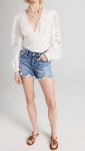 Summer Raw Edge A-line Wide-leg Pants High Waist Denim Shorts