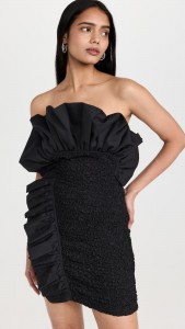 OEM Elegant breast wrap sexy hip wrap black ruffled dress