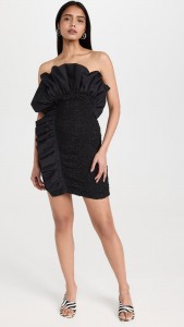 OEM Elegant breast wrap sexy hip wrap black ruffled dress