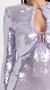 Evening Dress Sequin Tie-waist V-neck Sequin Mini Dress