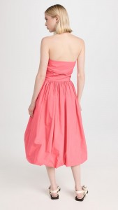Ruffle Asymmetrical Hem Strapless Midi Dress