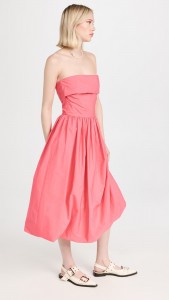 Ruffle Asymmetrical Hem Strapless Midi Dress