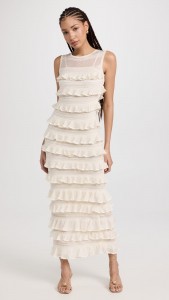 OEM Elegant sleeveless knit ruffles dress