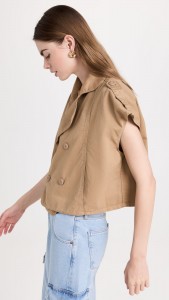 Factory made Style short khaki fashion clip coat