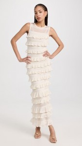 OEM Elegant sleeveless knit ruffles dress