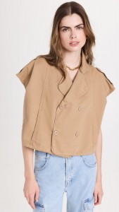 Factory made Style short khaki fashion clip coat