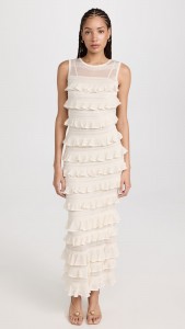 OEM Elegant sleeveless knit ruffles dress
