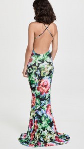 Sexy Backless V-neck Floral Printing Slim Fit Halter Maxi Dress