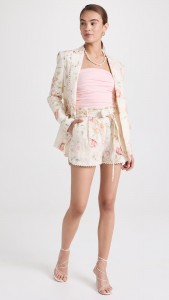 Floral Print Set Long Sleeve Blazer & Shorts 2 Piece Set