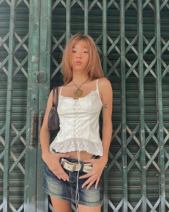 New Design White Lace Bandage Sleeveless Halter Vest