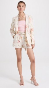 Floral Print Set Long Sleeve Blazer & Shorts 2 Piece Set