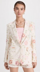 Floral Print Set Long Sleeve Blazer & Shorts 2 Piece Set