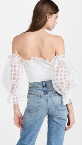 Sexy Off Shoulder Mesh Check Slim Top