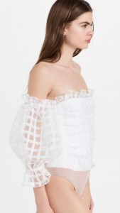 Sexy Off Shoulder Mesh Check Slim Top