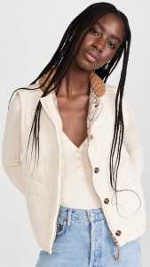 OEM Double-sided floral cotton-padded vest button up cardigan