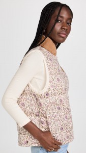 OEM Double-sided floral cotton-padded vest button up cardigan