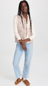 OEM Double-sided floral cotton-padded vest button up cardigan