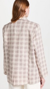 Casual Plaid Textured Double-breasted Blazer
