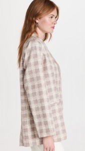 Casual Plaid Textured Double-breasted Blazer