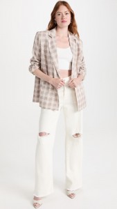 Casual Plaid Textured Double-breasted Blazer