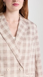 Casual Plaid Textured Double-breasted Blazer