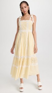 Casual Dresses Hollow Out Lace Halter Midi Dress
