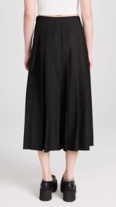 Casual High Waist A-line Pleated Midi Skirt