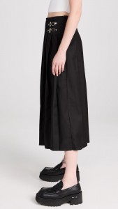 Casual High Waist A-line Pleated Midi Skirt