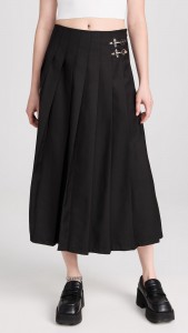 Casual High Waist A-line Pleated Midi Skirt