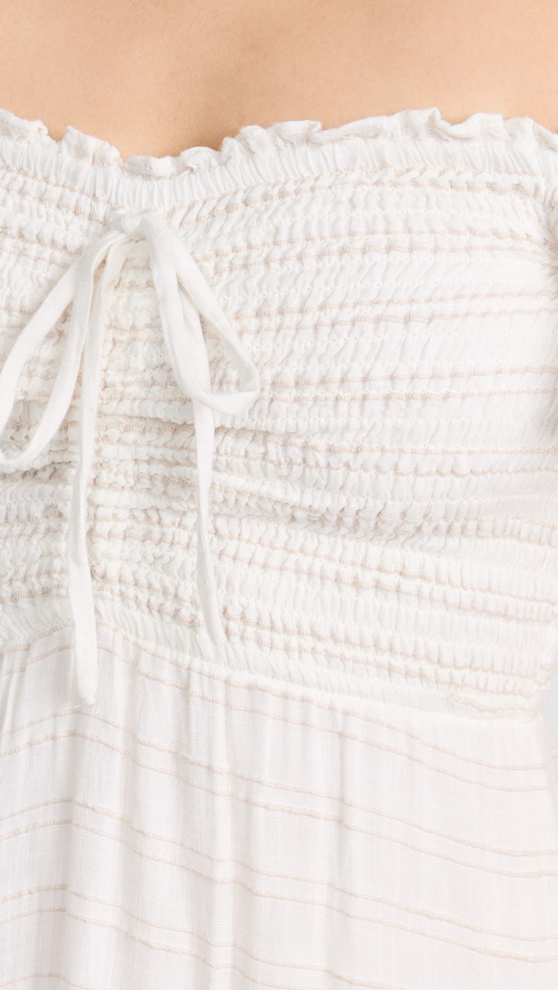 Cotton Stripe Off Shoulder Ruffle Maxi Dress