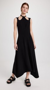 OEM Sleeveless cutout black slimming waist dress