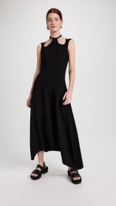 OEM Sleeveless cutout black slimming waist dress