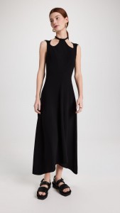 OEM Sleeveless cutout black slimming waist dress