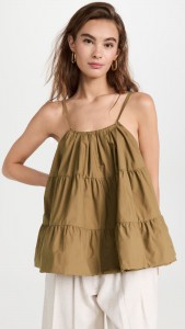 Simple Sleeveless Layered Cotton A-line Halter Top